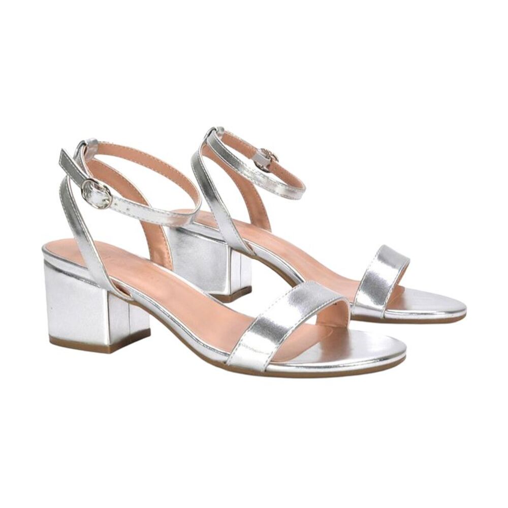 XY London Womens/Ladies Gemma Metallic Strappy Low Block Heel Sandals / Metallic